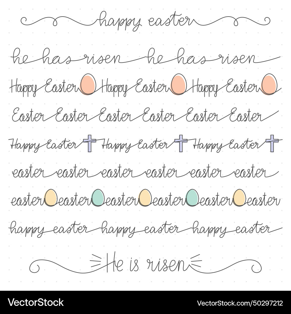 Easter seamless border collection simple line Easter seamless border collection simple line Vector Image