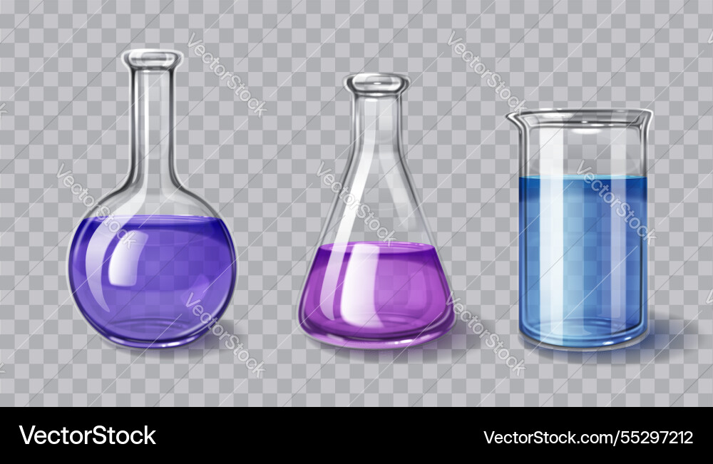 Lab glassware set on transparent background Lab glassware set on transparent background vector image