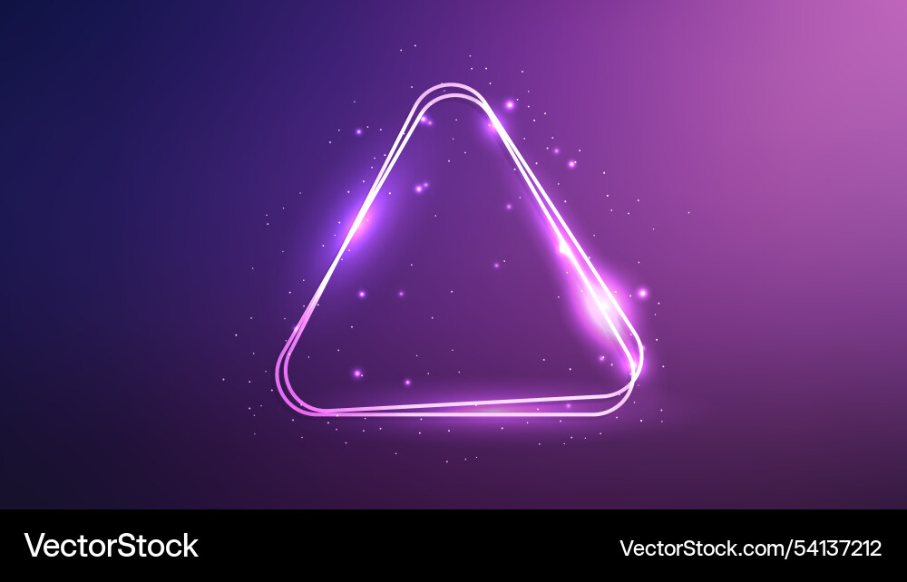 Neon rounded double triangle frame with shining Neon rounded double triangle frame with shining vector image