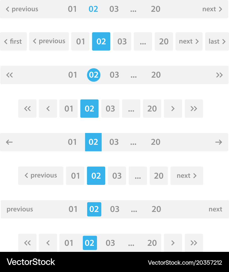 Pagination Bar Set - Web UI vector image