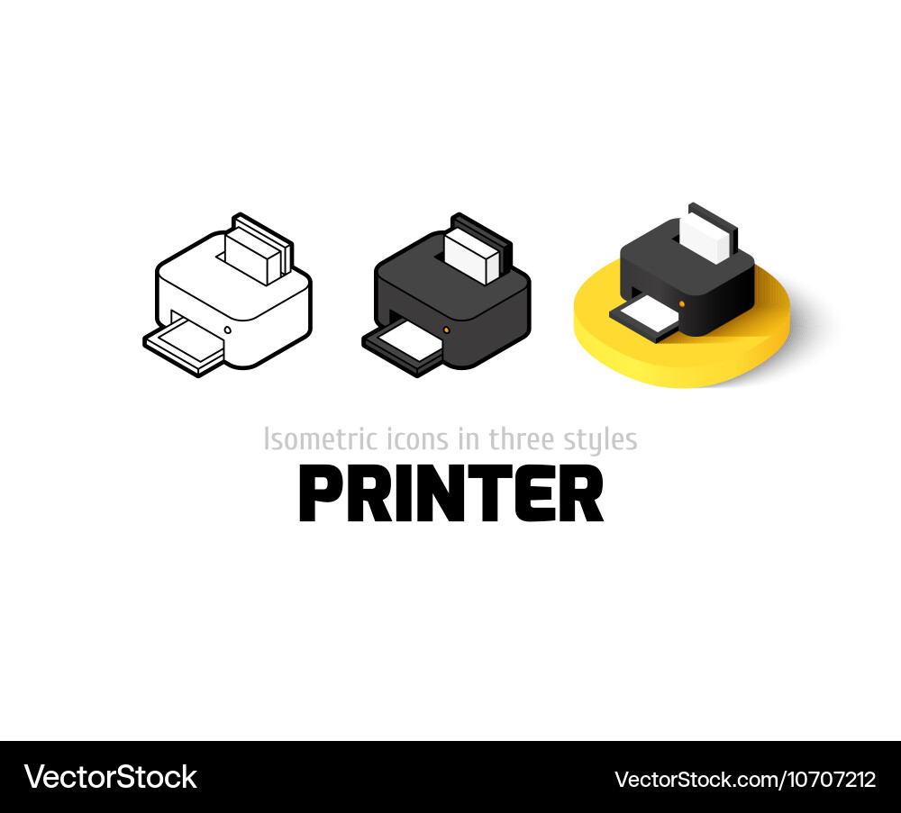 Printer icon in different style vector image
