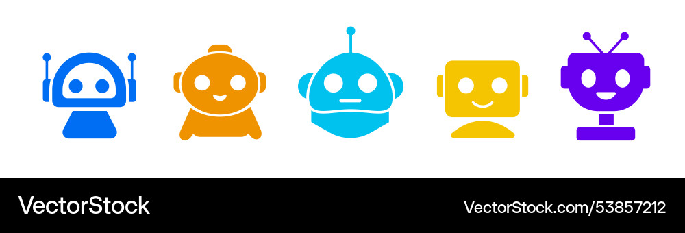 Sets of colorful robot smiling face icon vector image