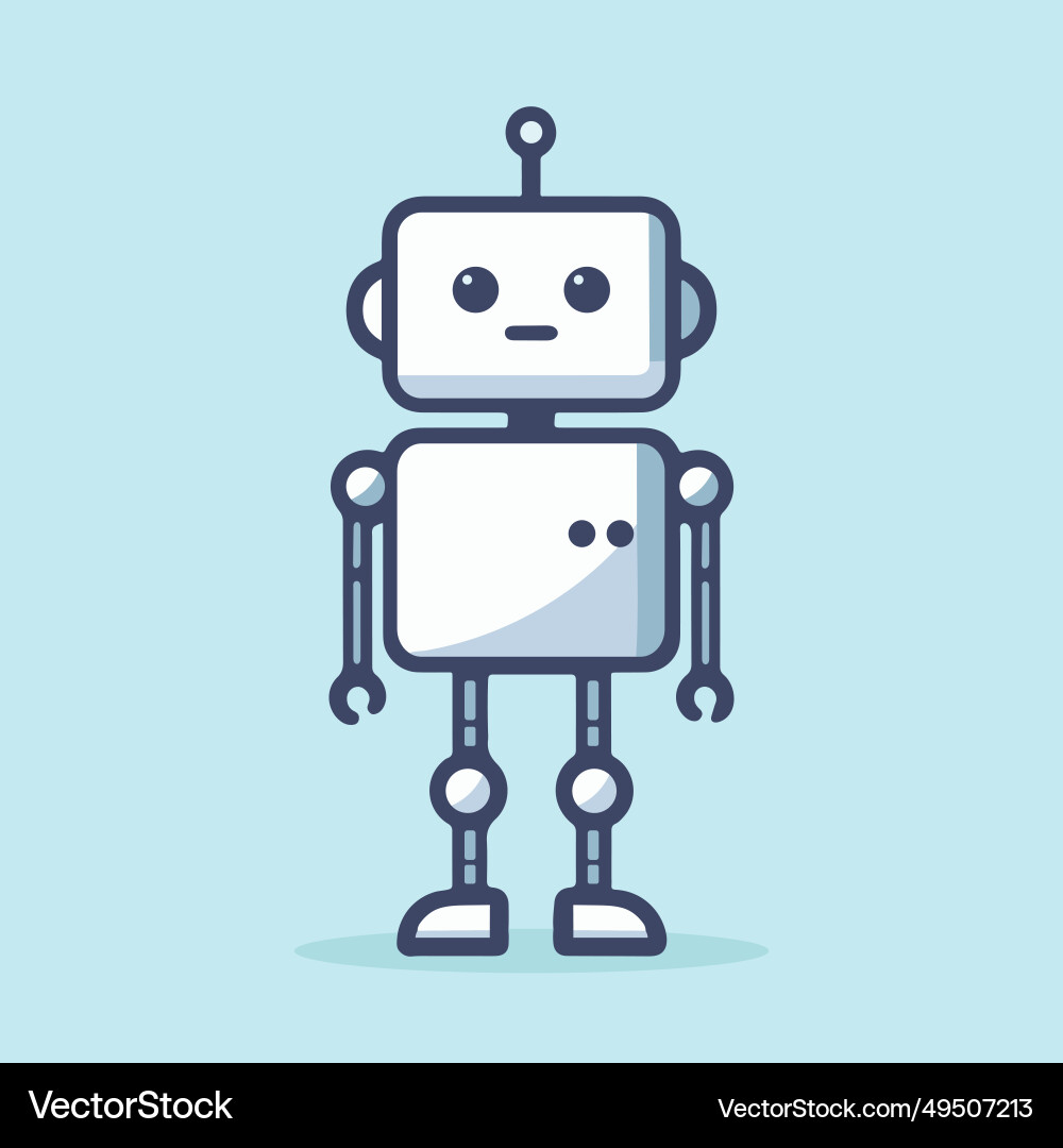 2d flat robot standing color icon simple 2d flat robot standing color icon simple vector image