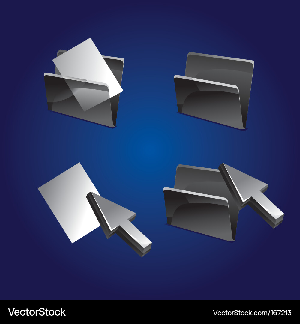 3D File and Folder Icons Set vector image