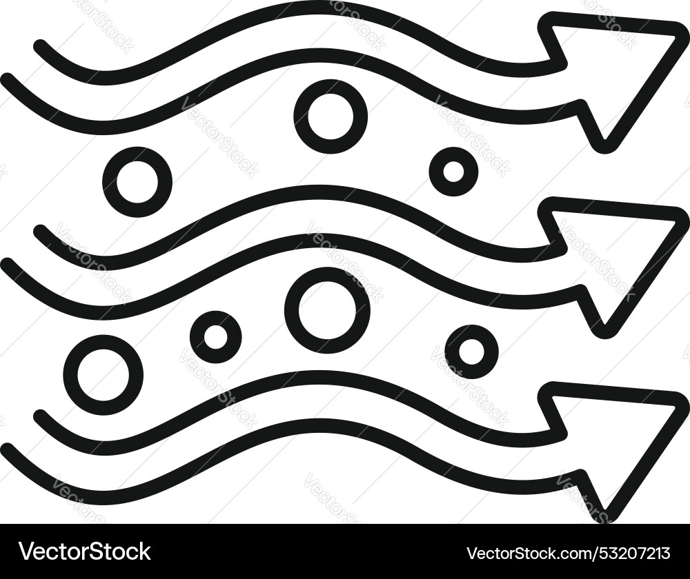 Airflow moving with arrows and particles icon Airflow moving with arrows and particles icon vector image