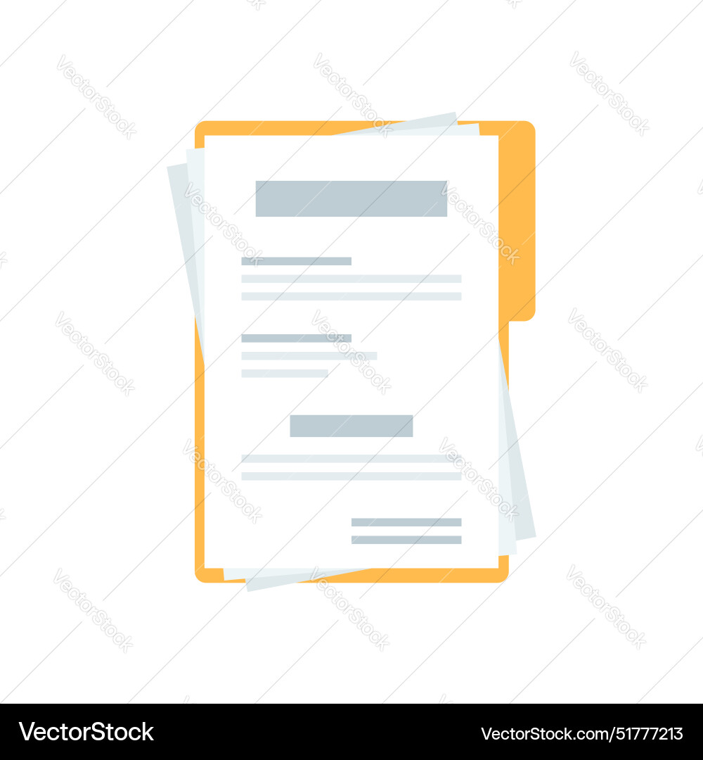 Document folder with text icon in flat style Vector Image