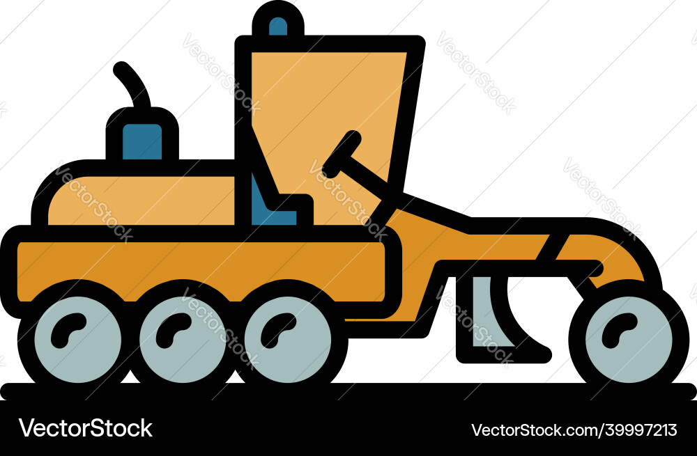 Engineering grader machine icon color outline Engineering grader machine icon color outline vector image