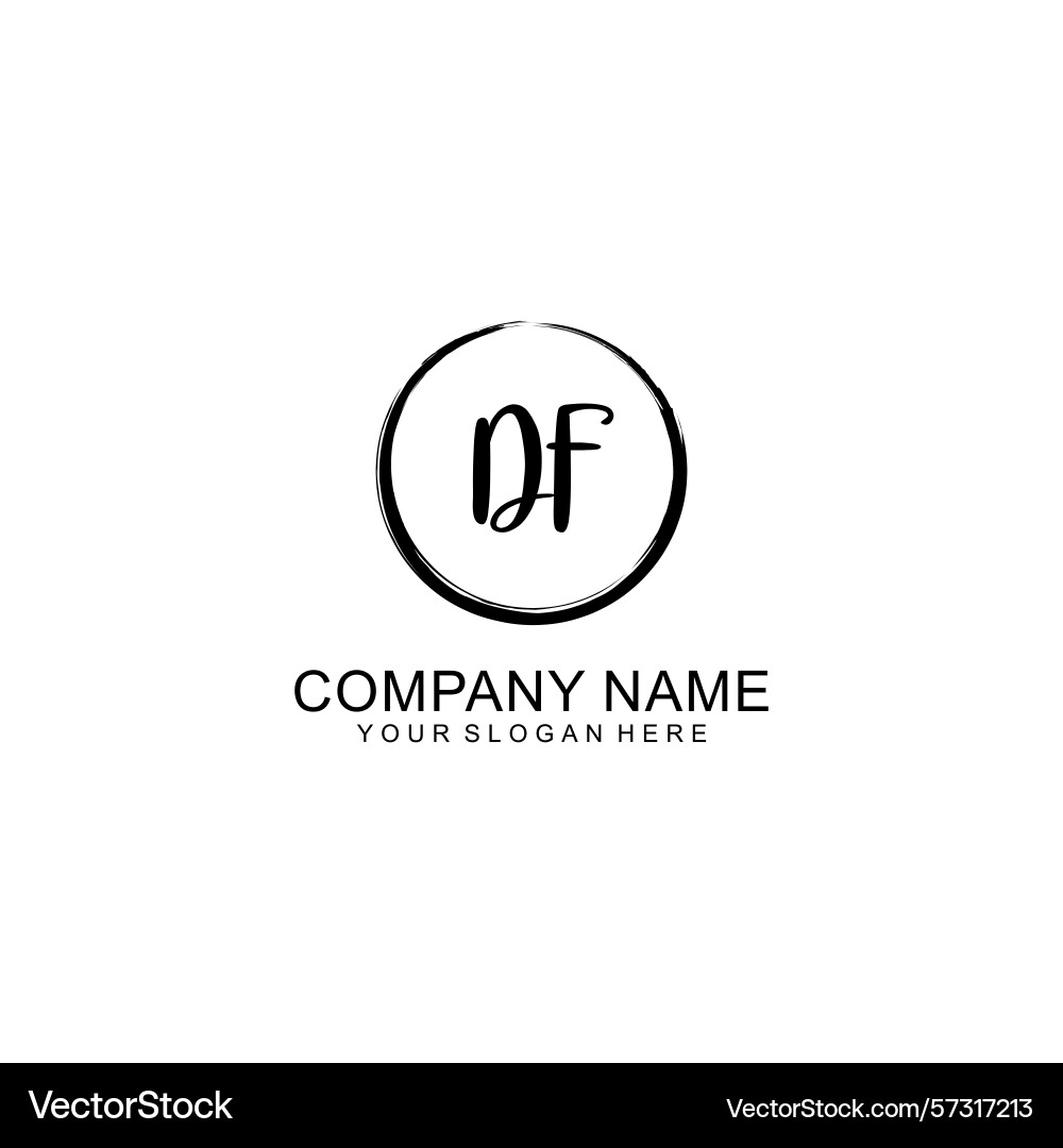 Handwritten df initial logo with circle Handwritten df initial logo with circle Vector Image
