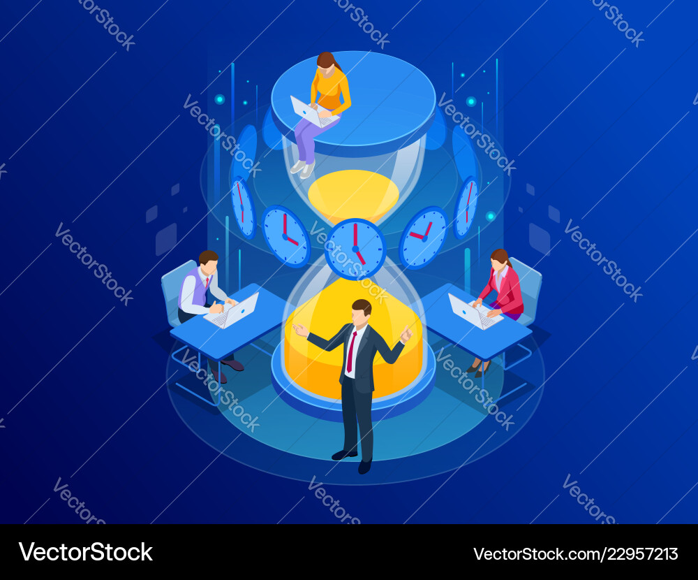 Isometric effective time management concept Isometric effective time management concept vector image
