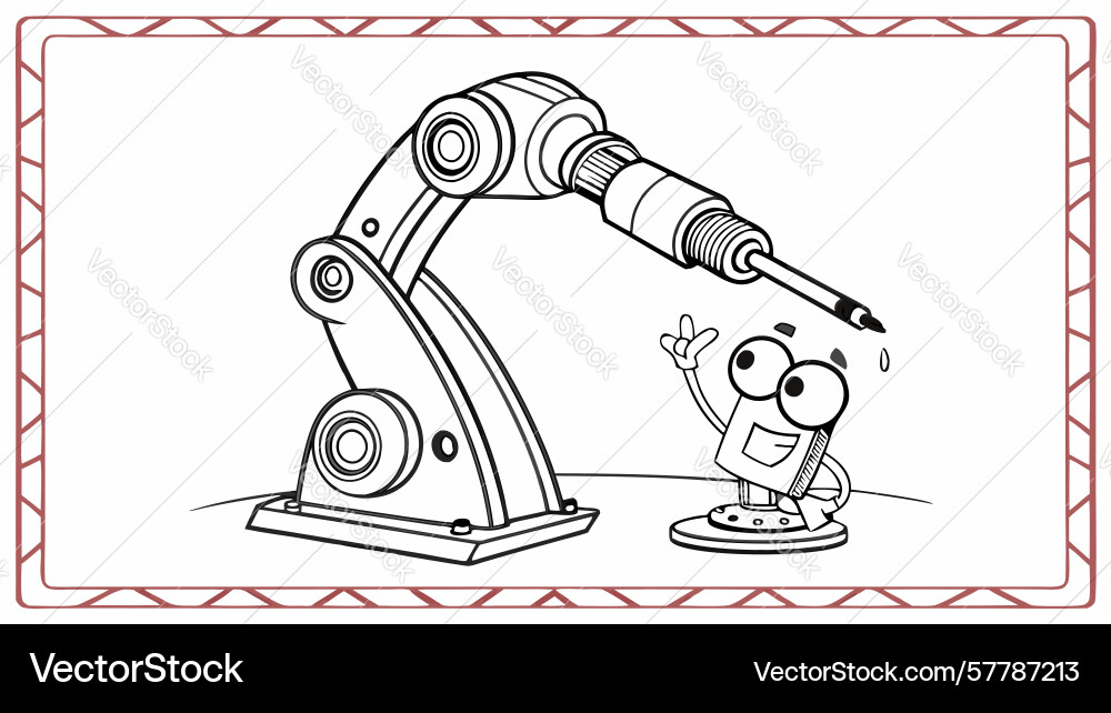 Outline robotic arm assembling cute robot design Vector Image
