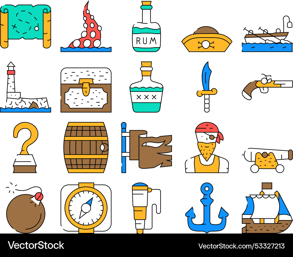 Pirate Sea robber Sammlung Icons Set Pirate Sea robber Sammlung Icons Set vektorbild