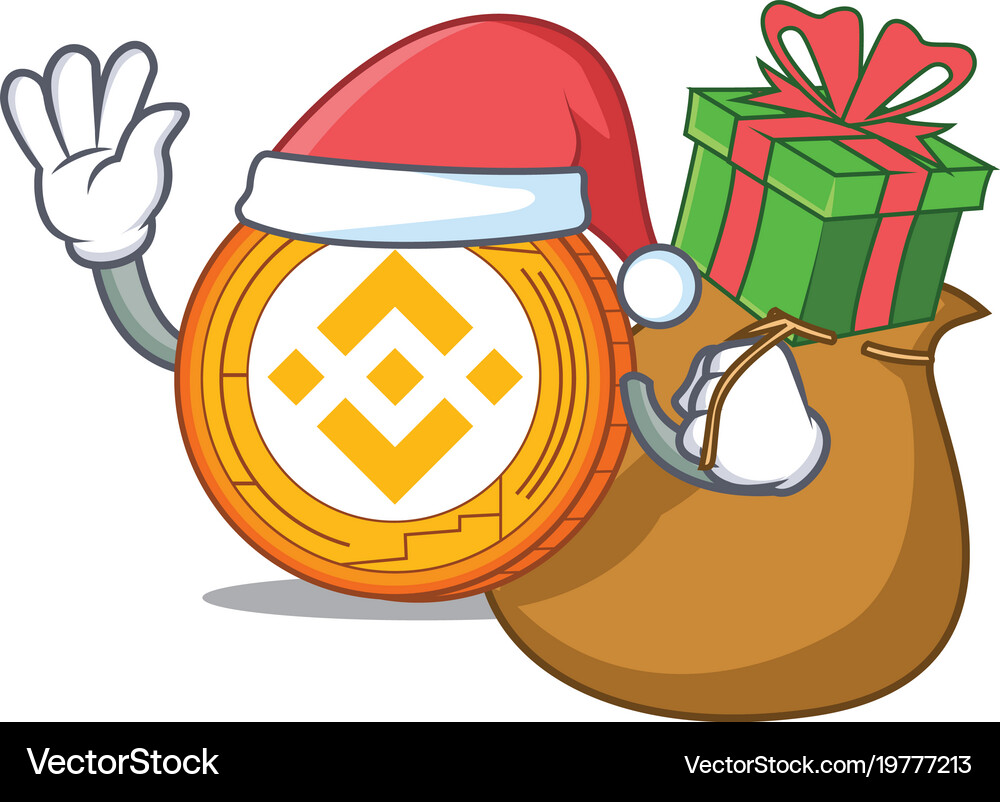 Santa with gift binance coin mascot catoon – Royalty-Free Vector |  VectorStock