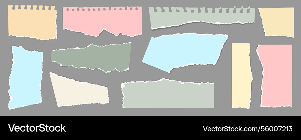 Torn note paper notebook sheets with ripped edges Torn note paper notebook sheets with ripped edges vector image