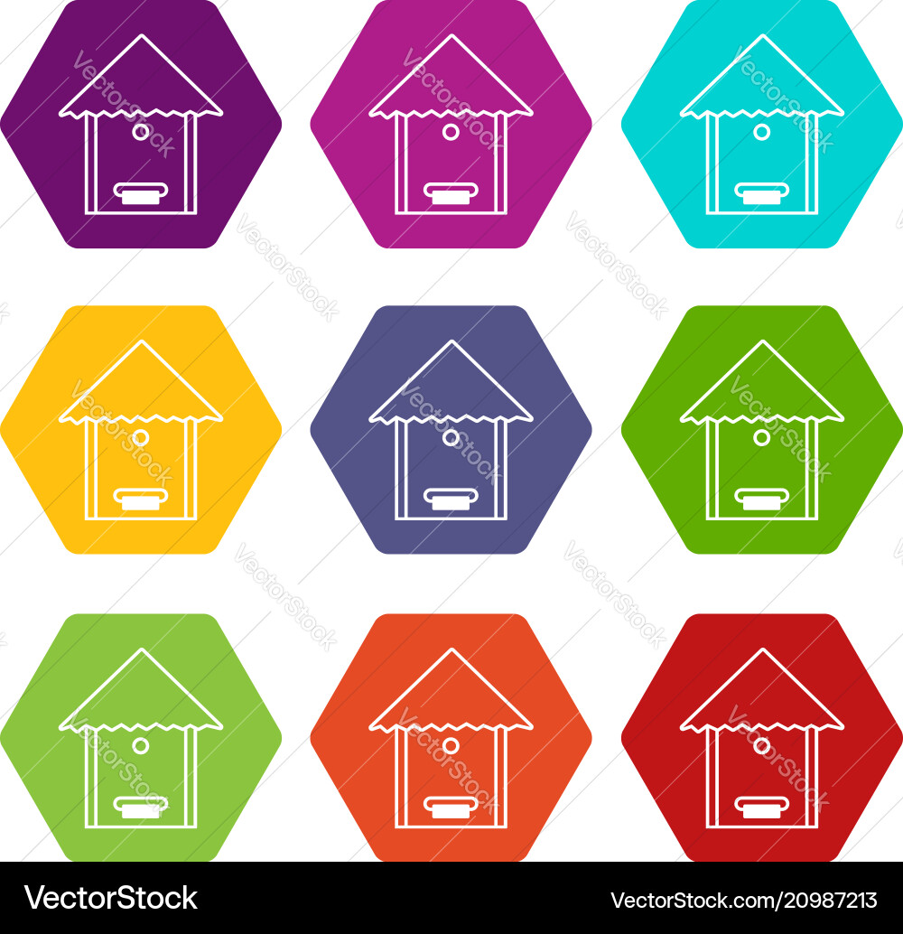 Tree beehive icons set 9 Tree beehive icons set 9 vector image