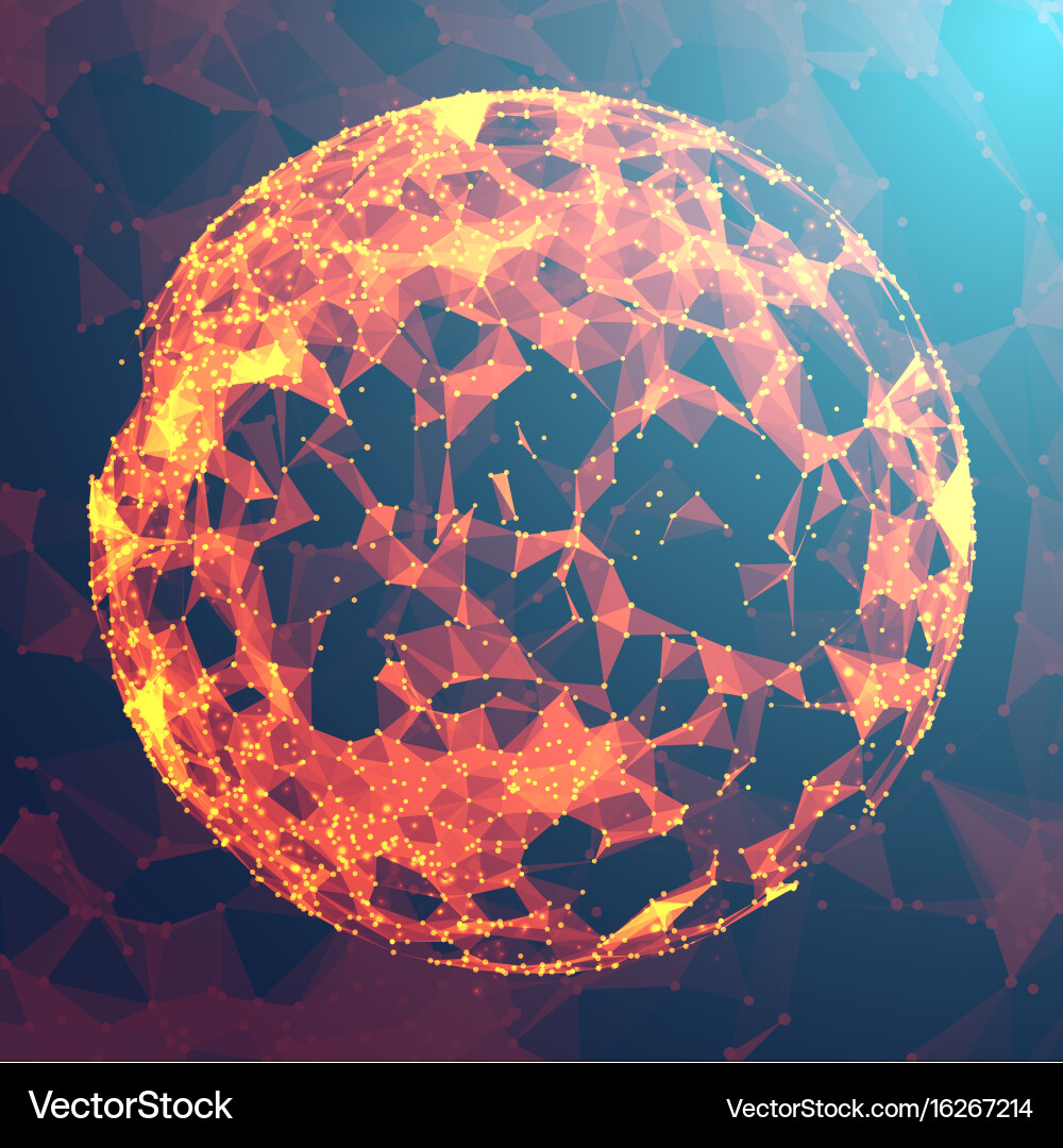 Abstract 3d illuminated distorted mesh sphere Vector Image