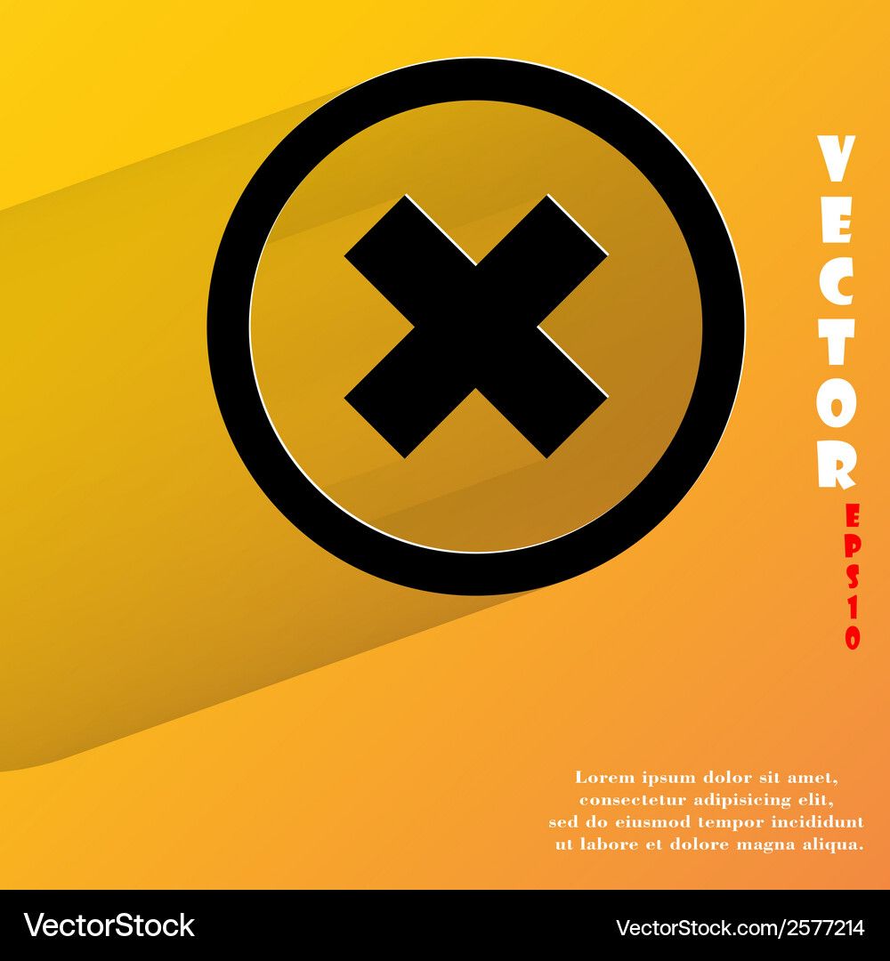 Cancel flat modern web button with long shadow Vector Image