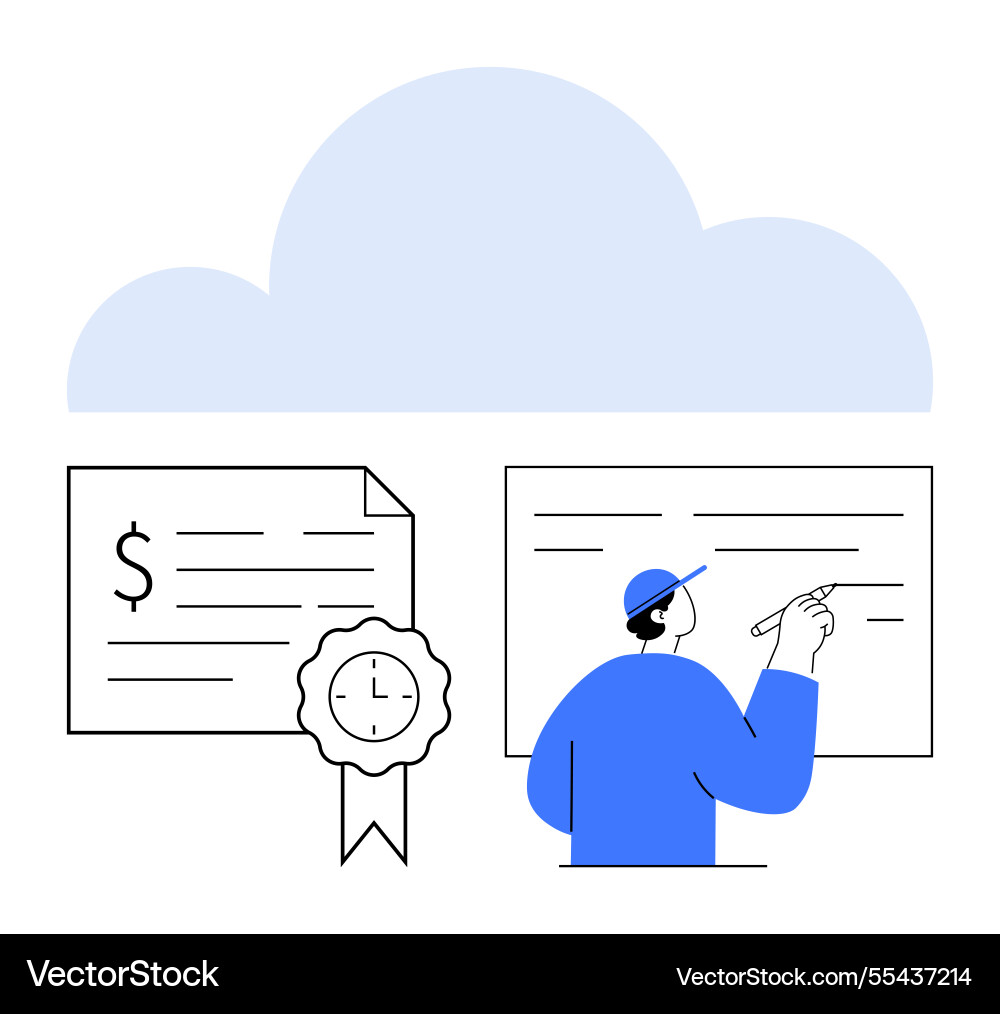 Cloud computing concept with certificate document vector image