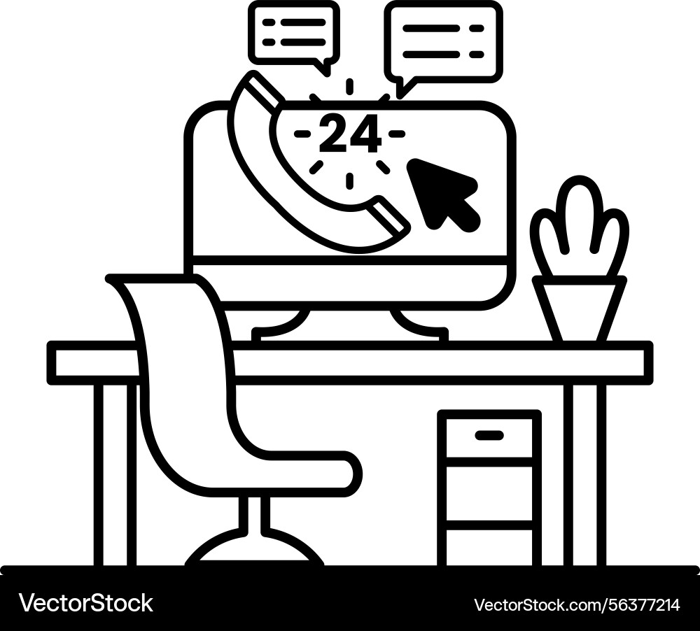 Computer monitor with a phone on it and the time Computer monitor with a phone on it and the time vector image
