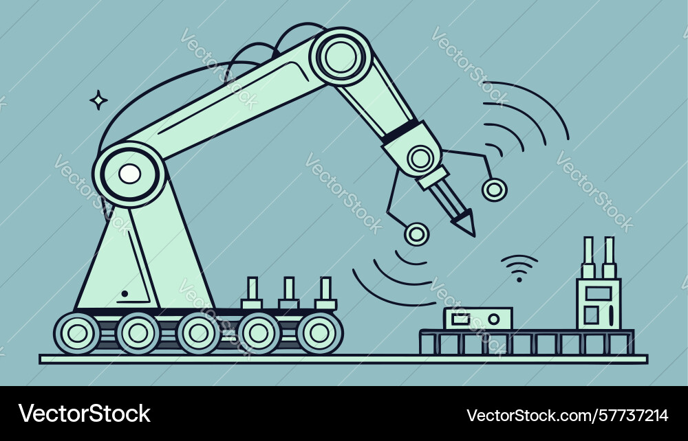 Connected robotic arm smart automation design vector image