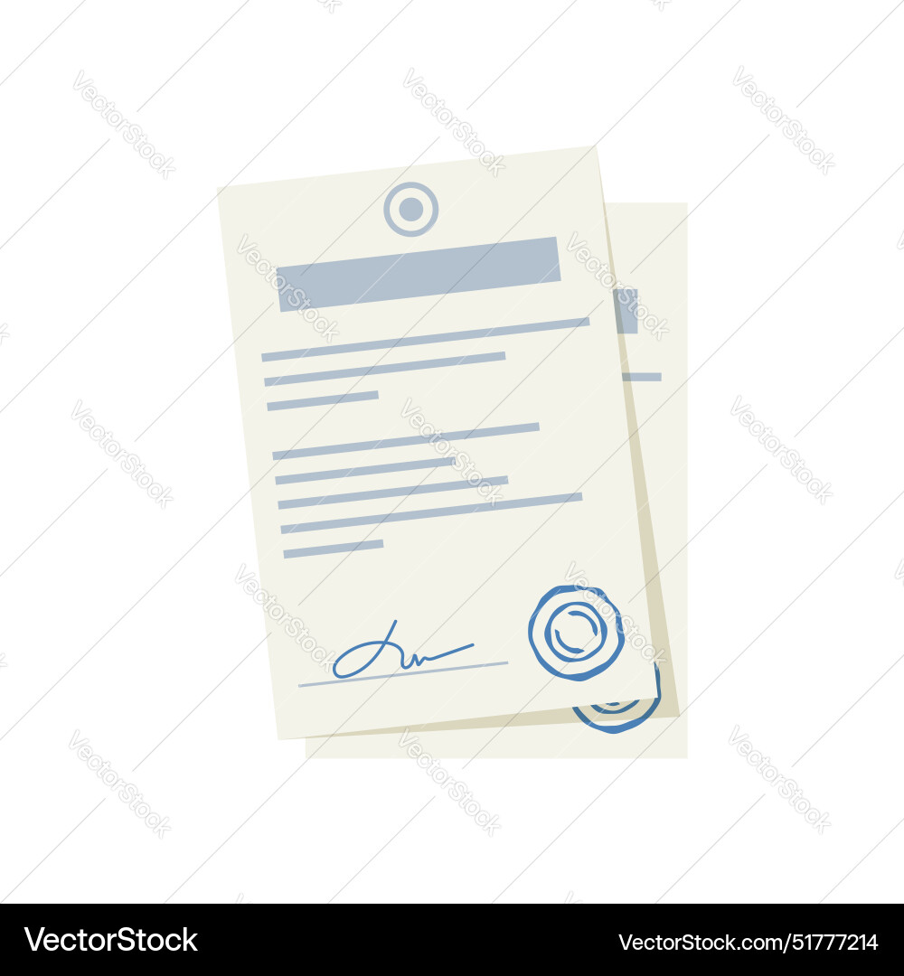 Document with stamp and text icon in flat style Document with stamp and text icon in flat style vector image