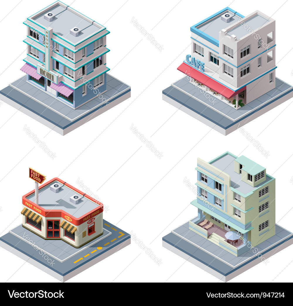 Isometric Building Set - Art Deco Style Vektorbild