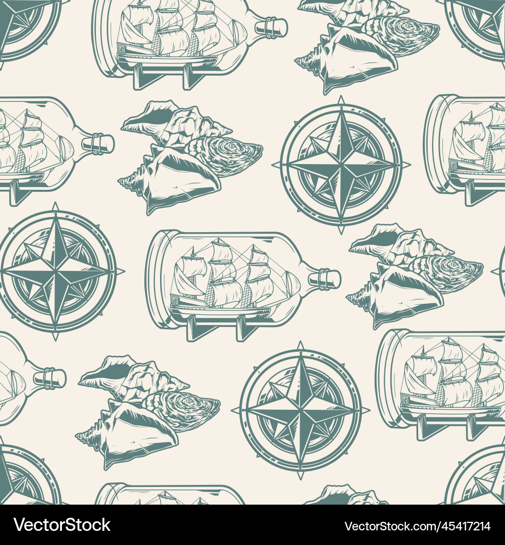 Marine souvenirs monochrome pattern seamless vector image