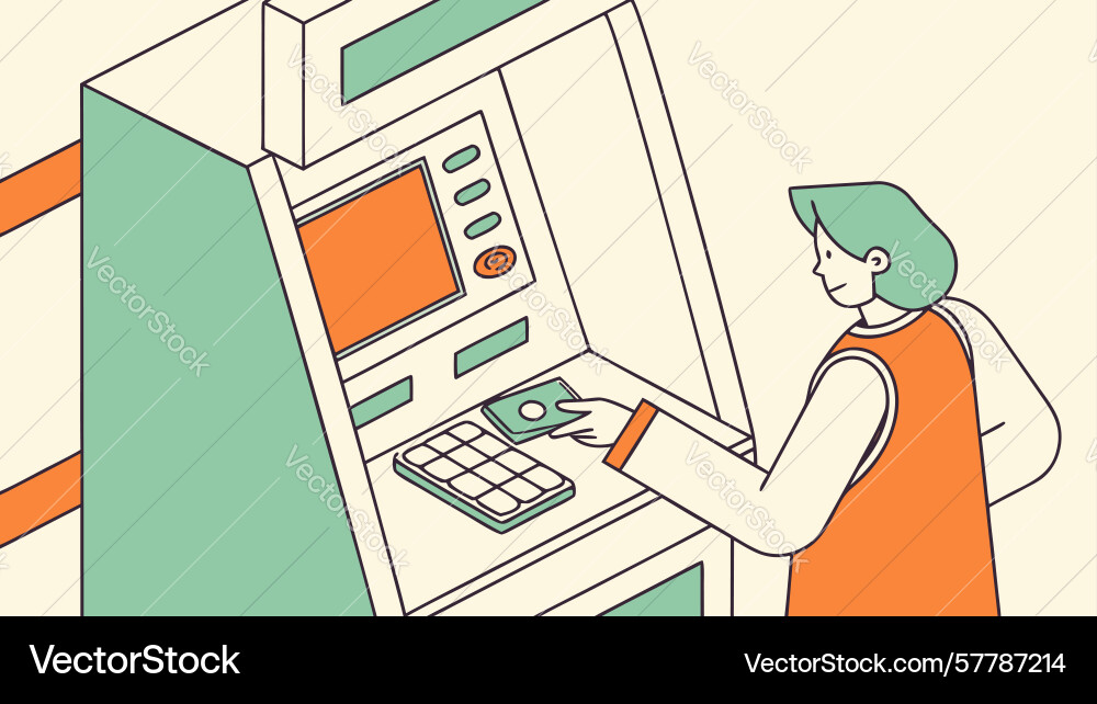 Person using an atm machine design generative ai Vector Image