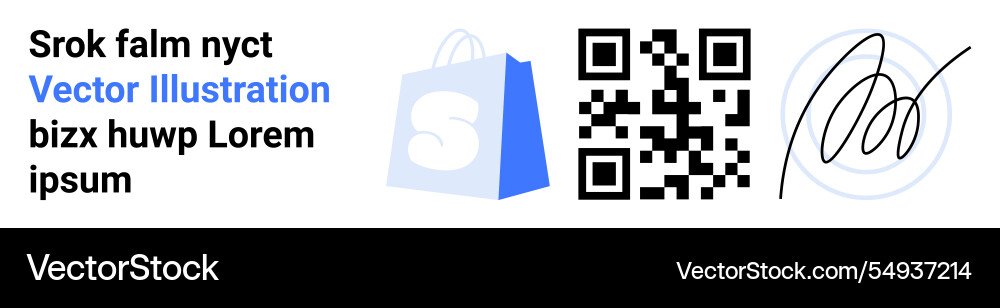Qr code with shopping bag icon and signature Vector Image
