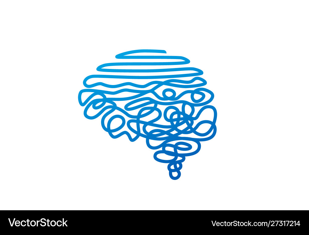 Tangled blue wire in human brain shape Tangled blue wire in human brain shape vector image