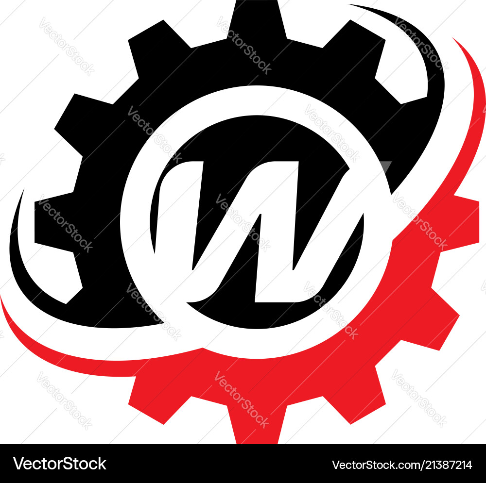W Gear Logo Vorlage - Industrie Vektorbild