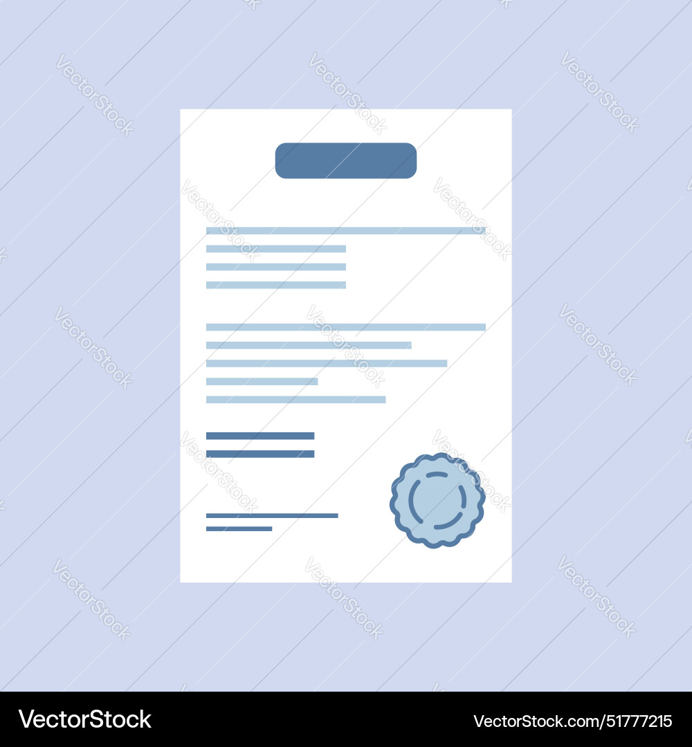 Document with stamp and text icon in flat style Document with stamp and text icon in flat style vector image