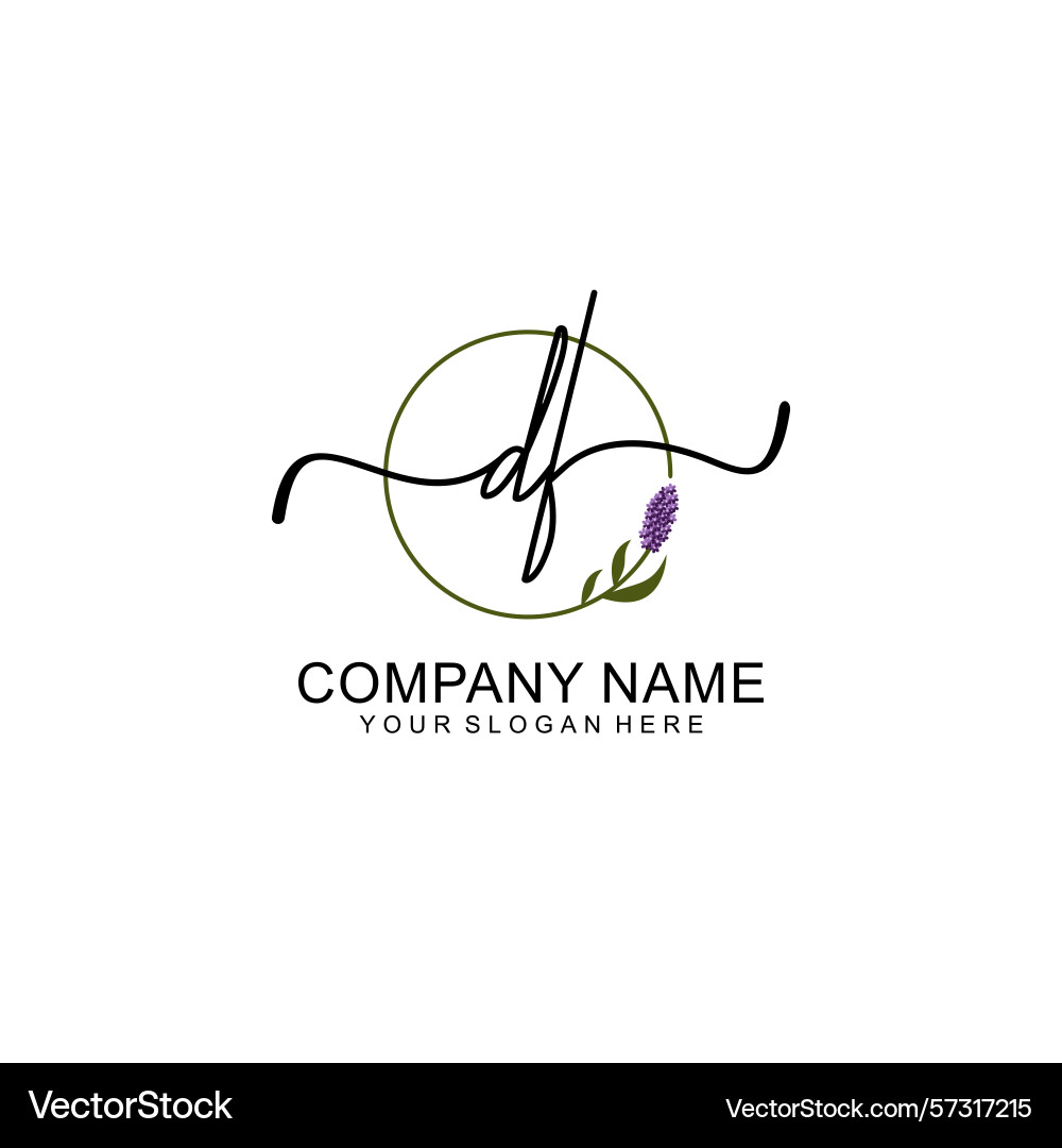 Handwritten df initial logo with circle Vector Image