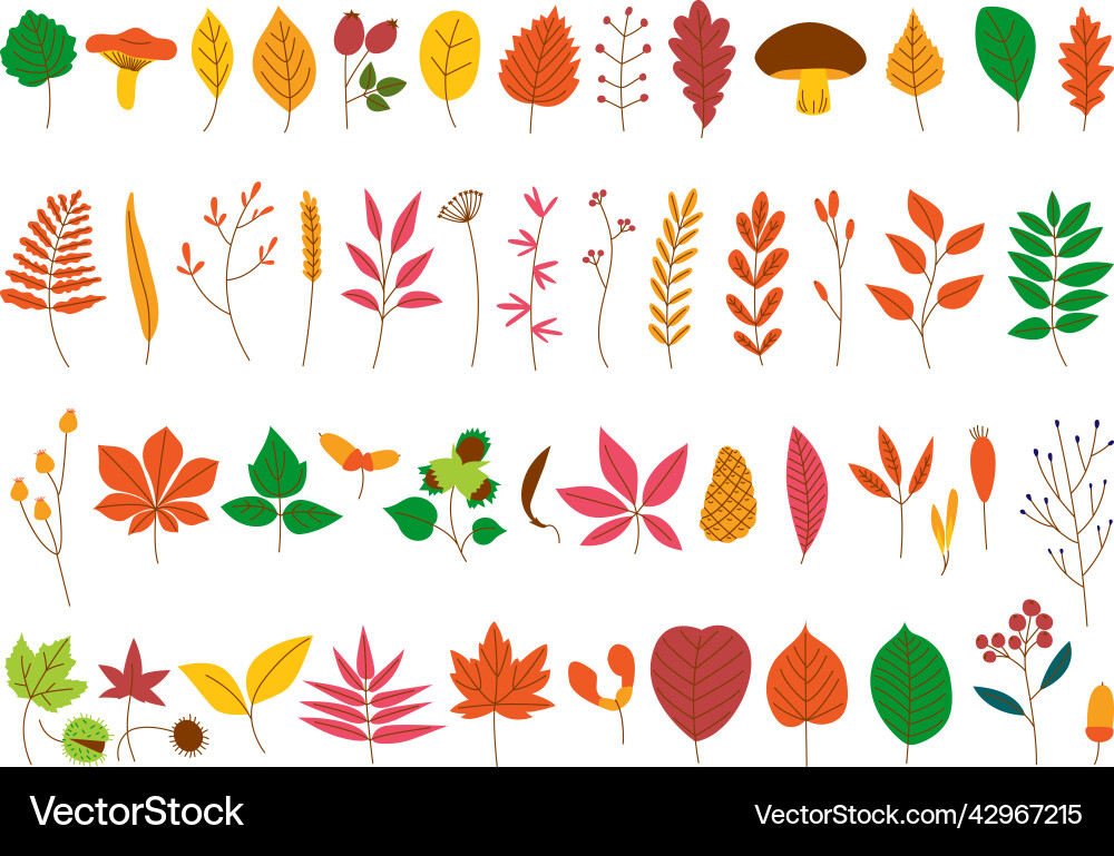 Herbst Waldelemente dekorative Ahorn Eiche Herbst Waldelemente dekorative Ahorn Eiche vektorbild