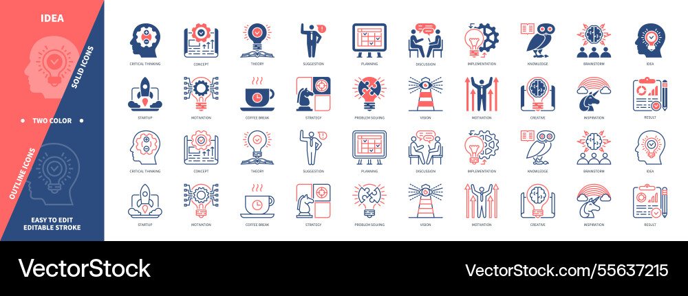 Idea solid outline set Idea solid outline set vector image