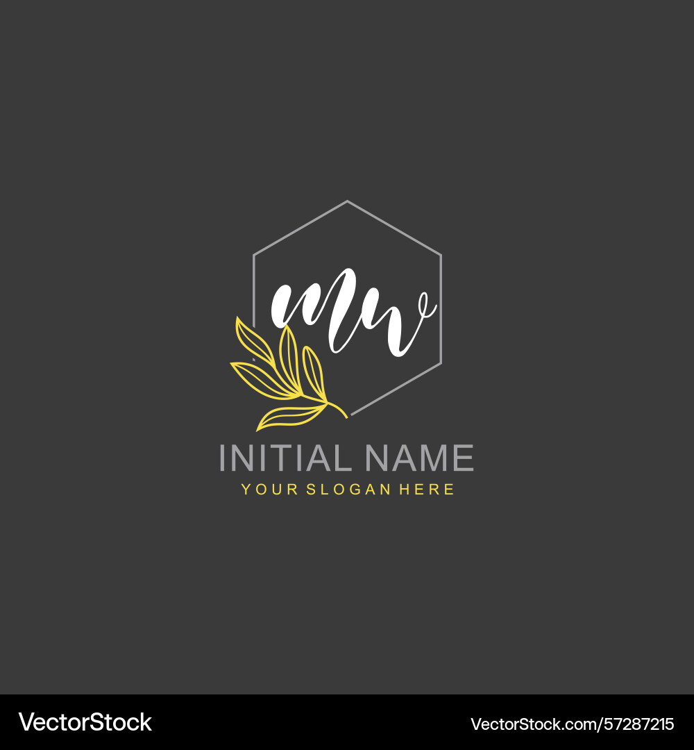 Mw initial logo templates with botanical elements Vector Image