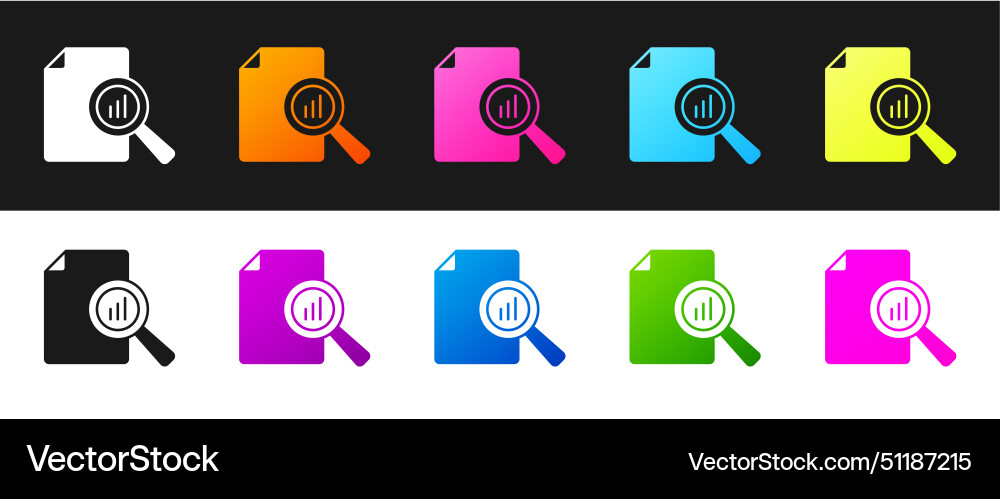Set document with graph chart icon isolated Set document with graph chart icon isolated vector image