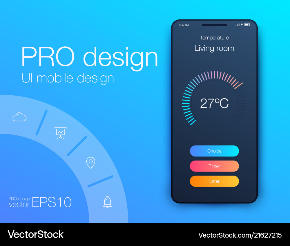 Weather App UI Kit - Material Design vector image