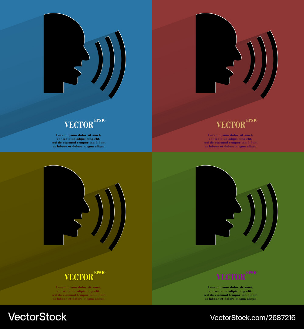 Color set talking flat modern web button with long Vector Image