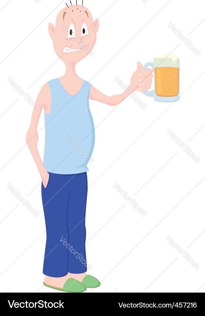 Man Holding a Beer Mug Vector Image
