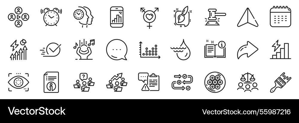 Manual time management and graph phone line icons Manual time management and graph phone line icons vector image