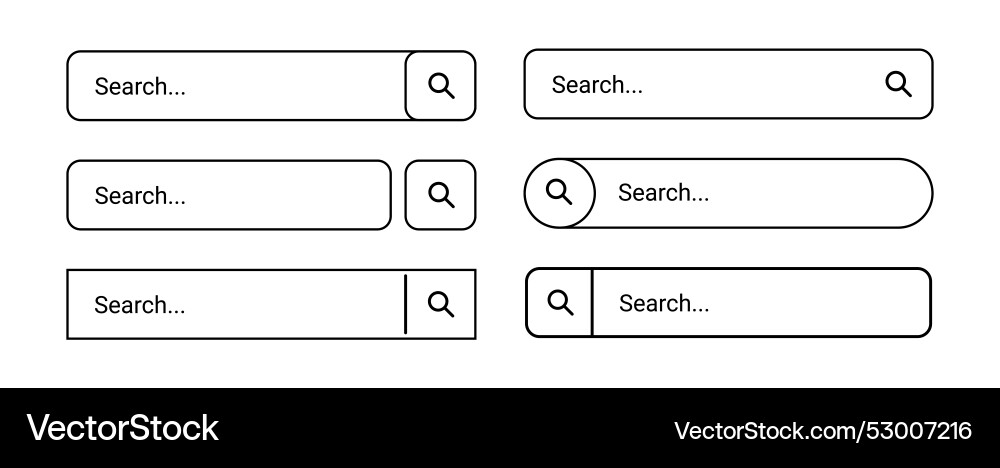Ui search boxes template navigation bar icons Ui search boxes template navigation bar icons vector image