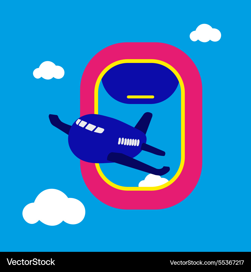 Airplane with a view from the window Airplane with a view from the window Vector Image