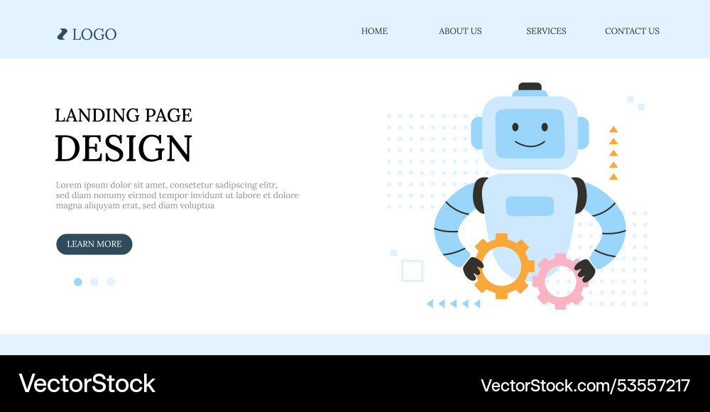 Artificial intelligence robot landing page Artificial intelligence robot landing page vector image