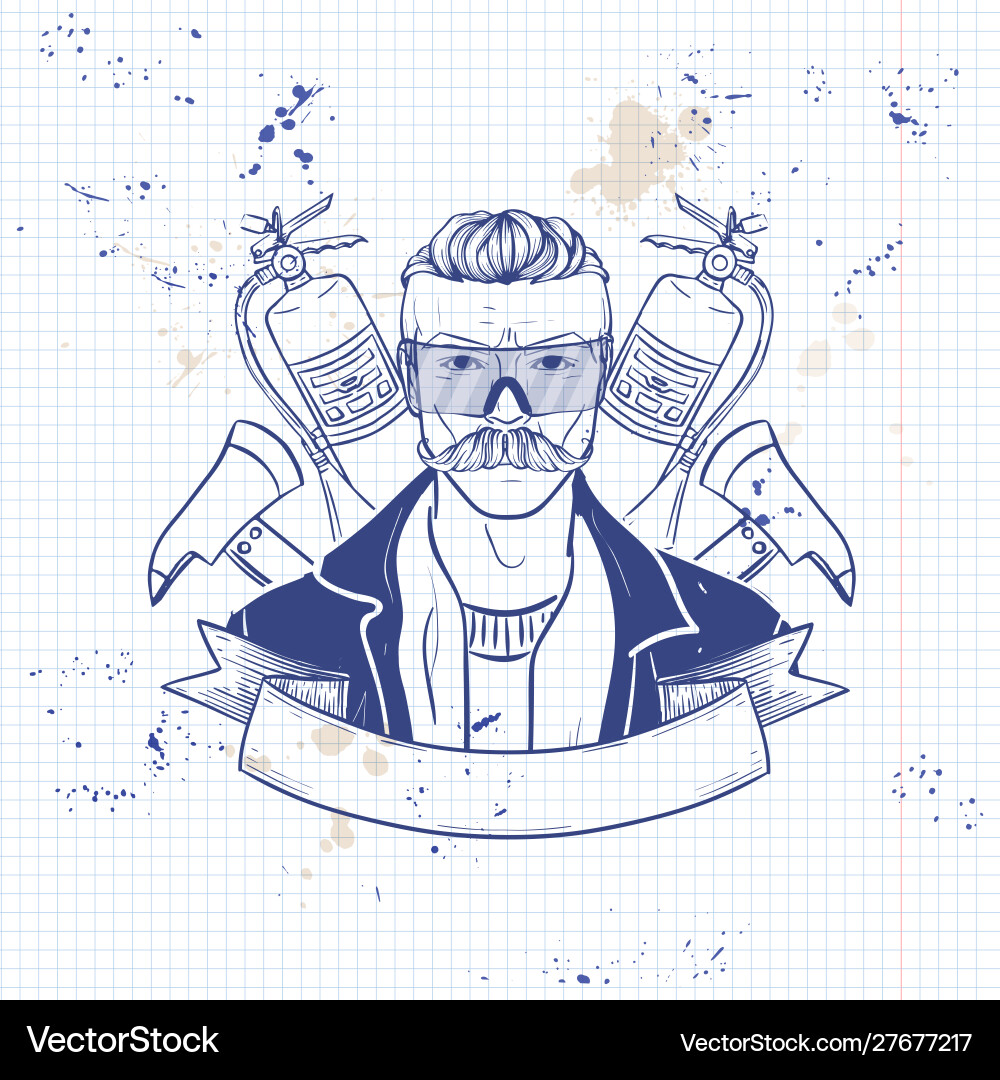 Hand drawn sketch fireman icon Vector Image