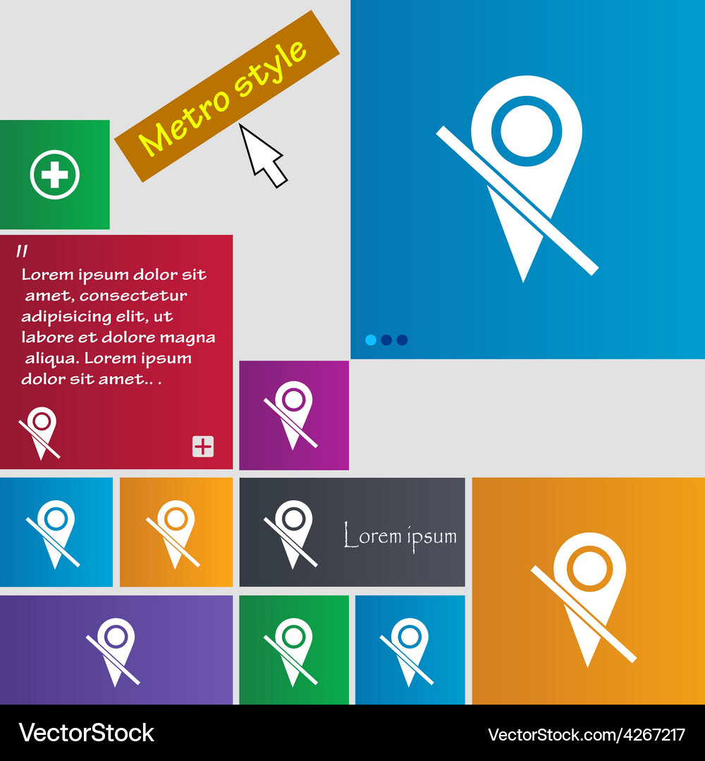 Map pointer icon sign metro style buttons modern Vector Image