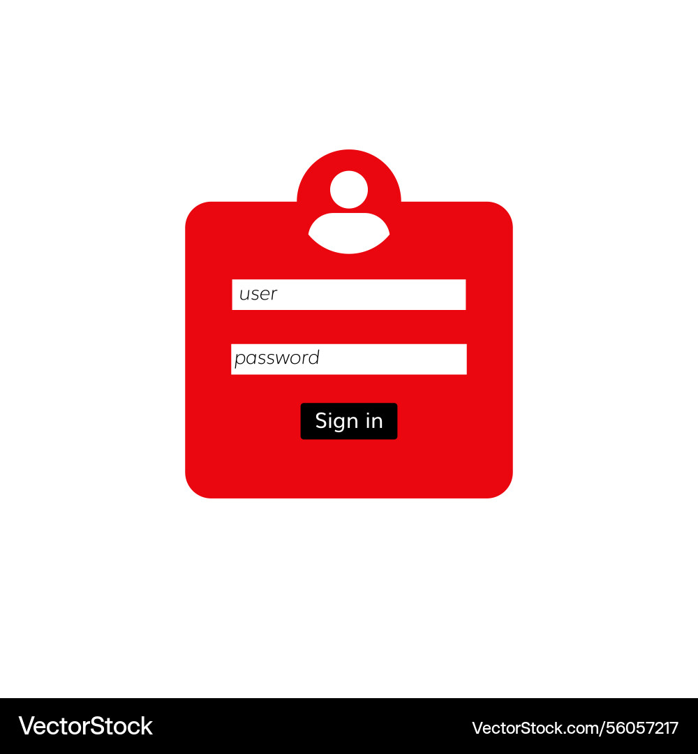 Red online login screen design with user vector image