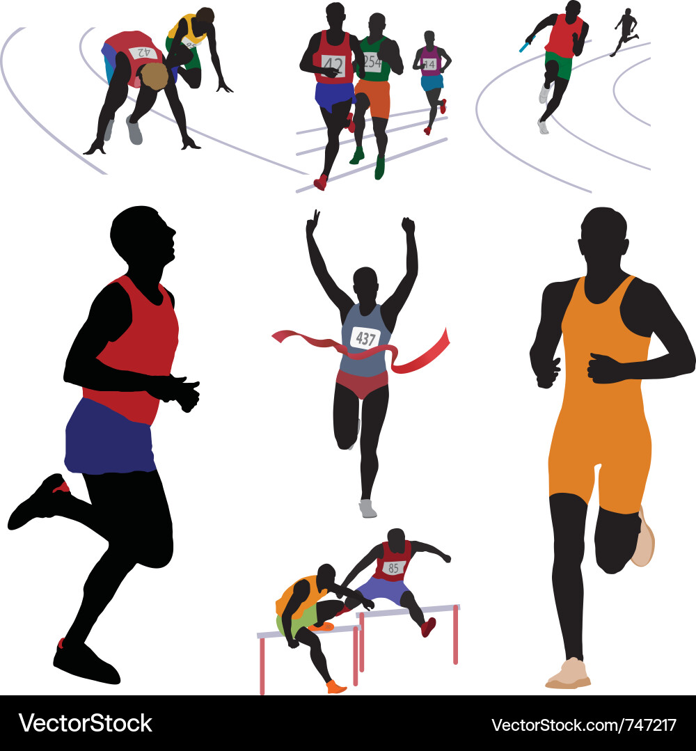 Running Athletes Silhouette Vector Image