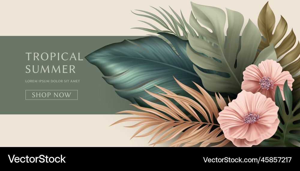 Summer tropical palm leaves design of vector image