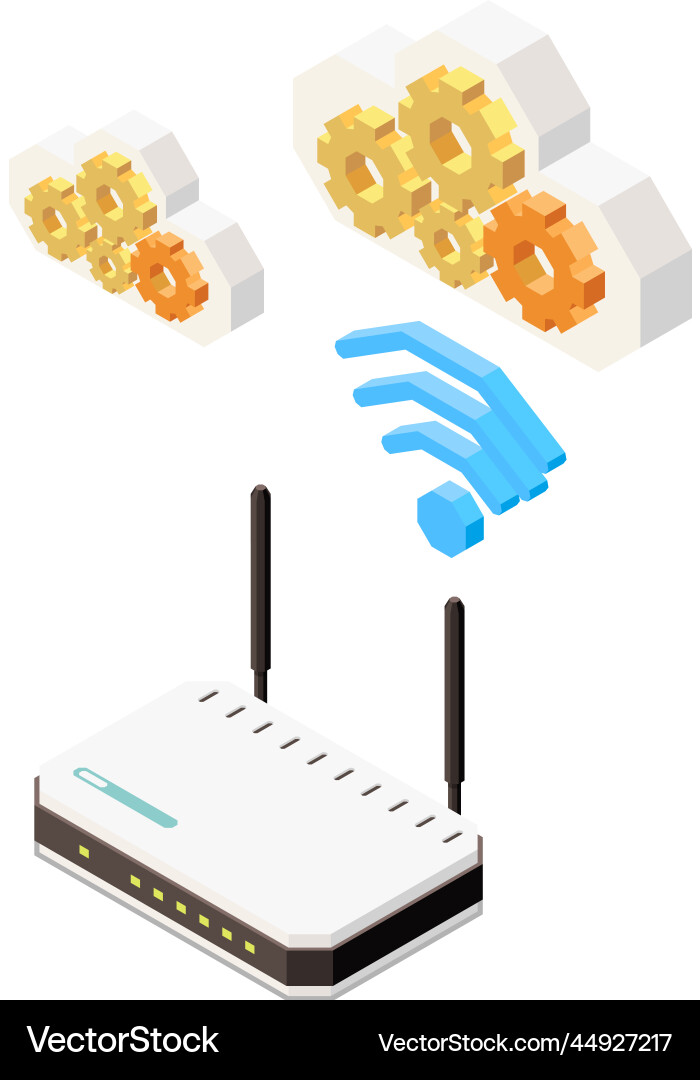 Wireless router clouds composition Vector Image