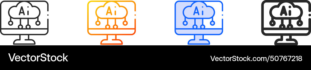 Artificial intelligence iconthin linear gradient Artificial intelligence iconthin linear gradient vector image